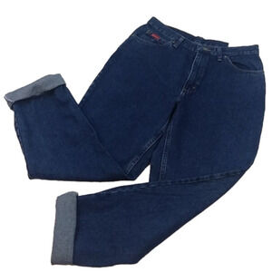 Brittania Vintage Blue Medium Wash High Rise Tapered Straight Leg  Denim Jean